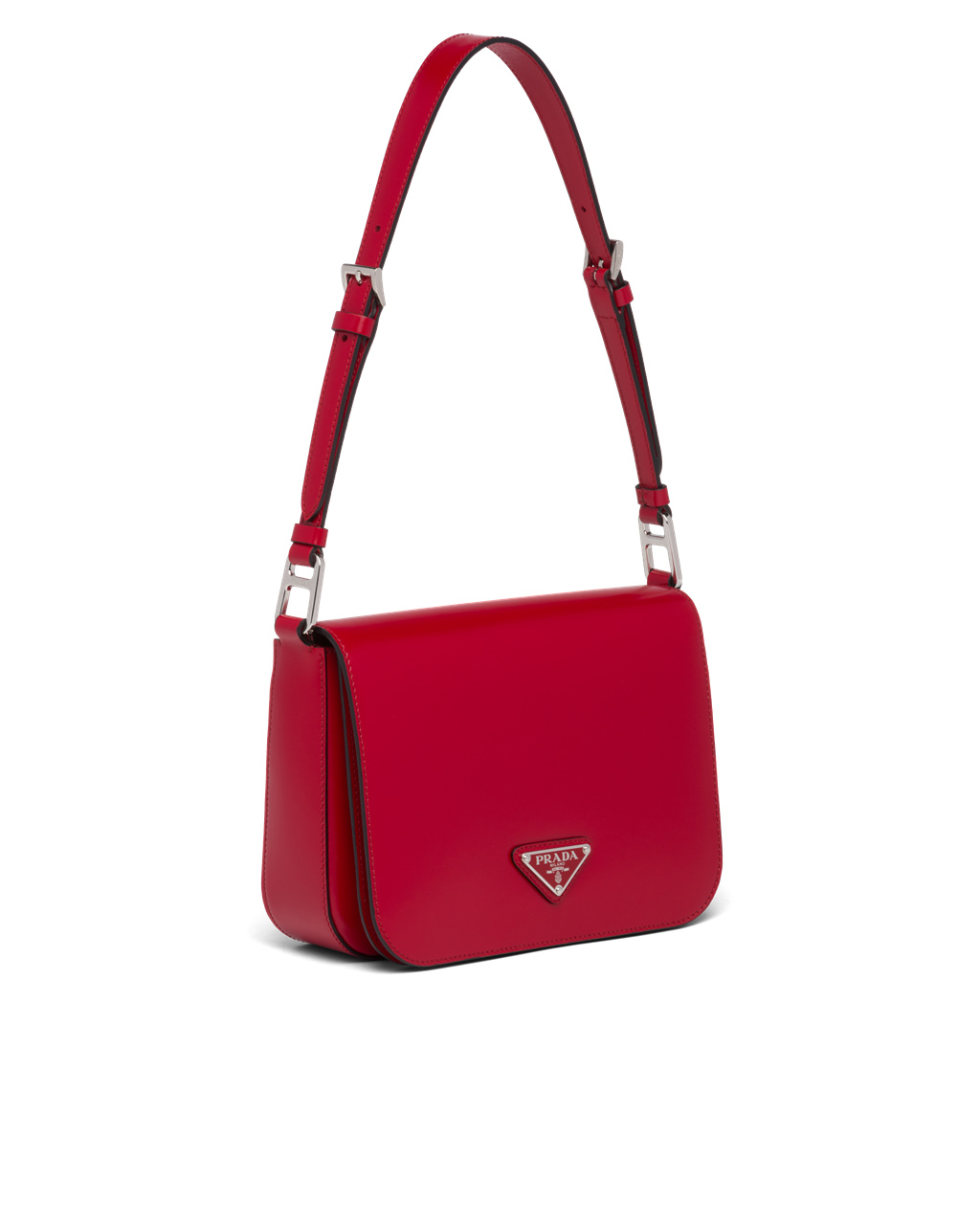 Prada Brushed Leather Shoulder Bag Scarlet | 24VXOZANC