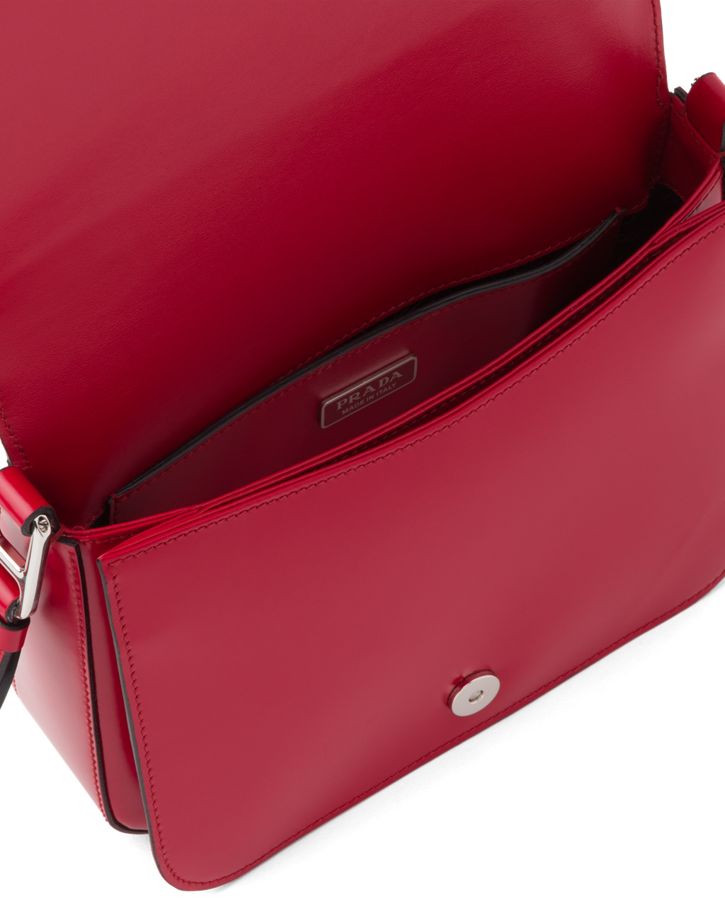 Prada Brushed Leather Shoulder Bag Scarlet | 24VXOZANC