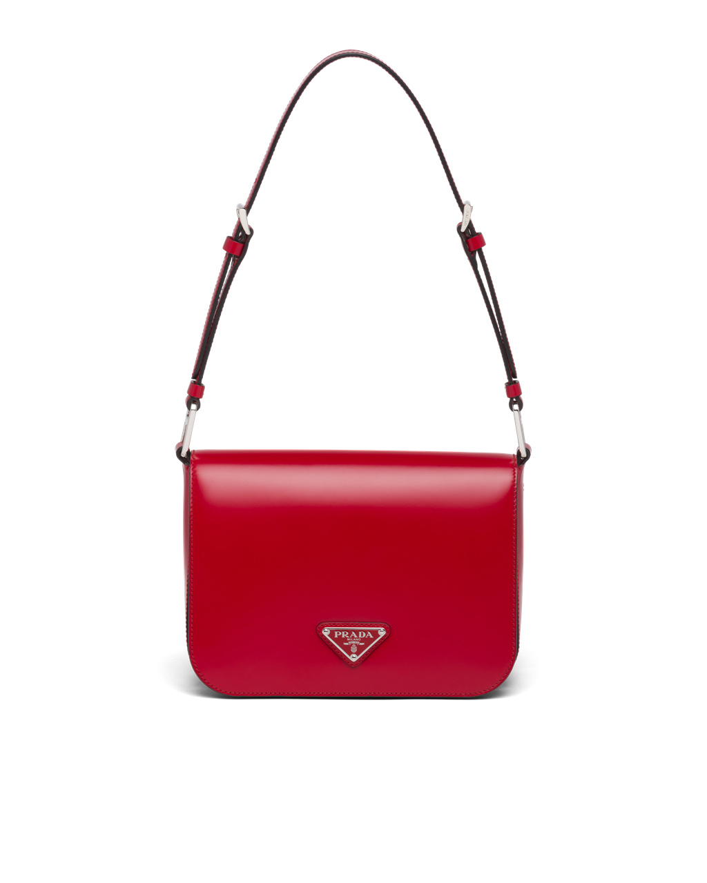 Prada Brushed Leather Shoulder Bag Scarlet | 24VXOZANC