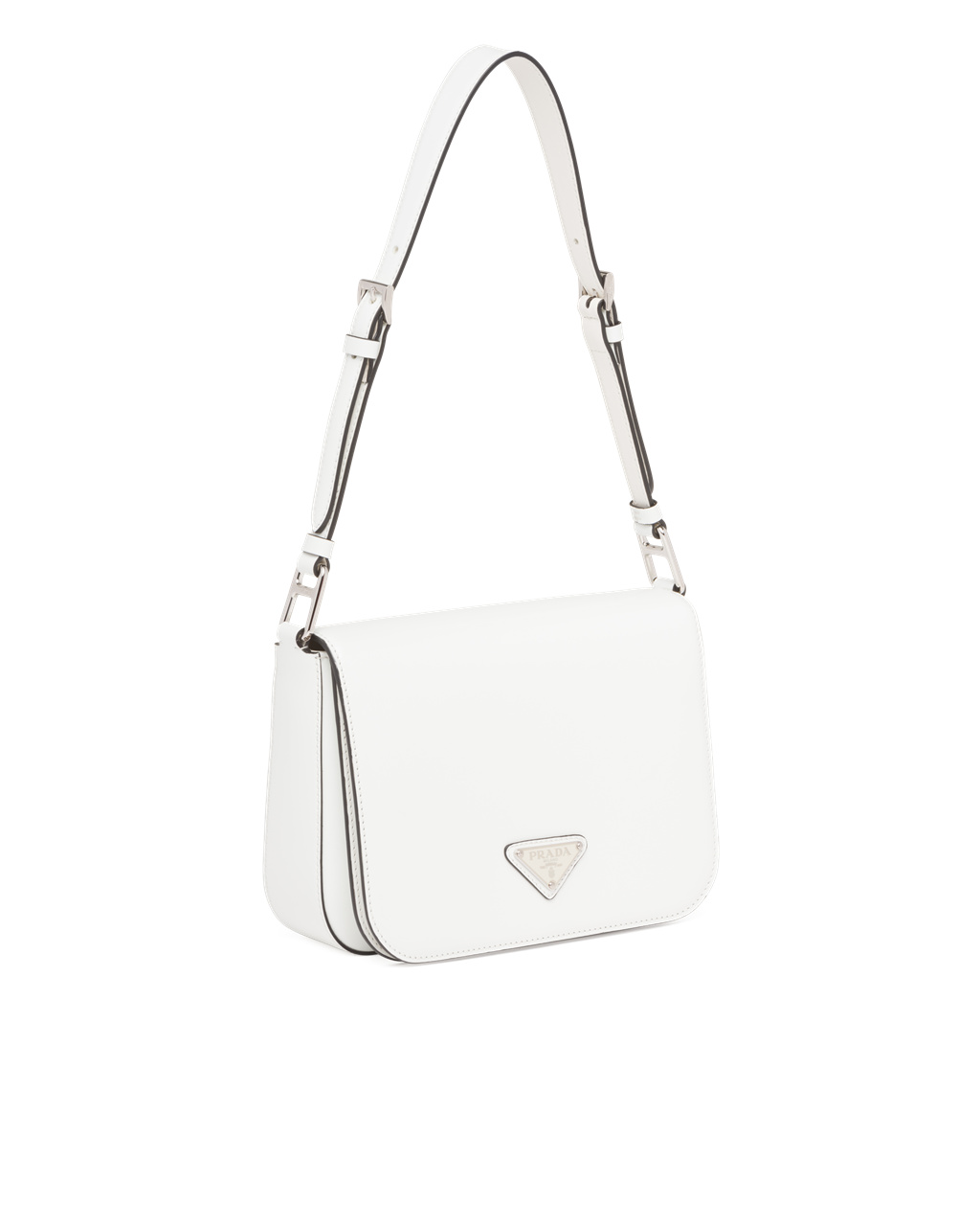 Prada Brushed Leather Shoulder Bag White N | 73LFUEKXR