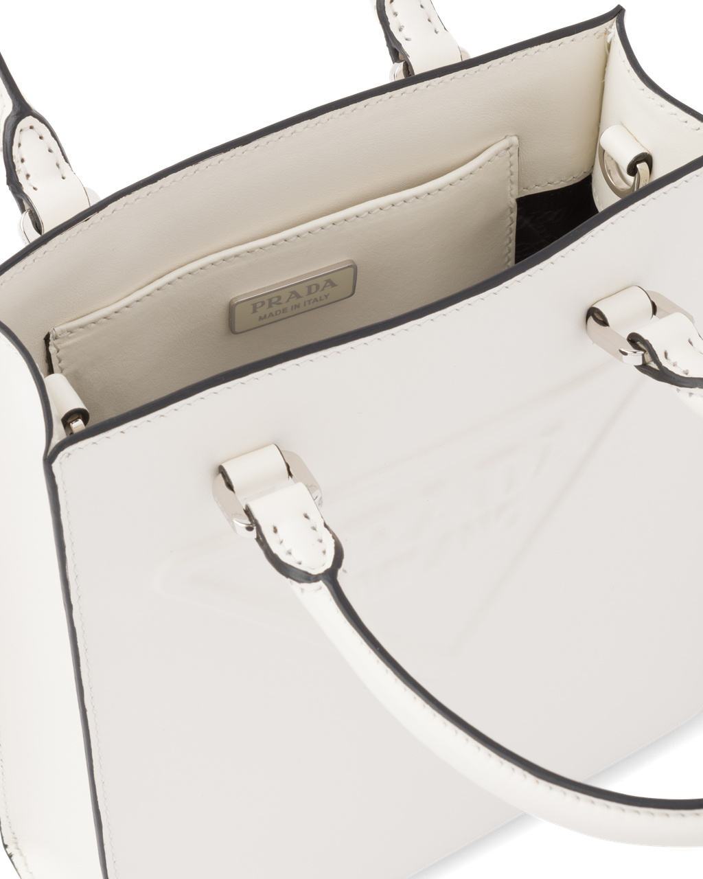 Prada Leather Handbag White | 18VQKIMJB