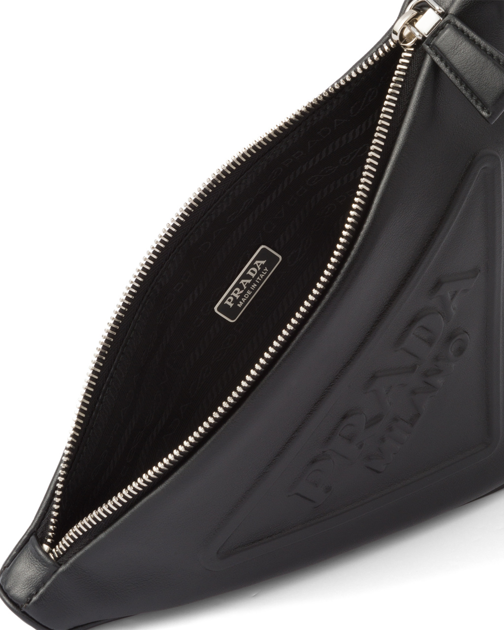 Prada Leather Prada Triangle Pouch Black | 58USLNCEW