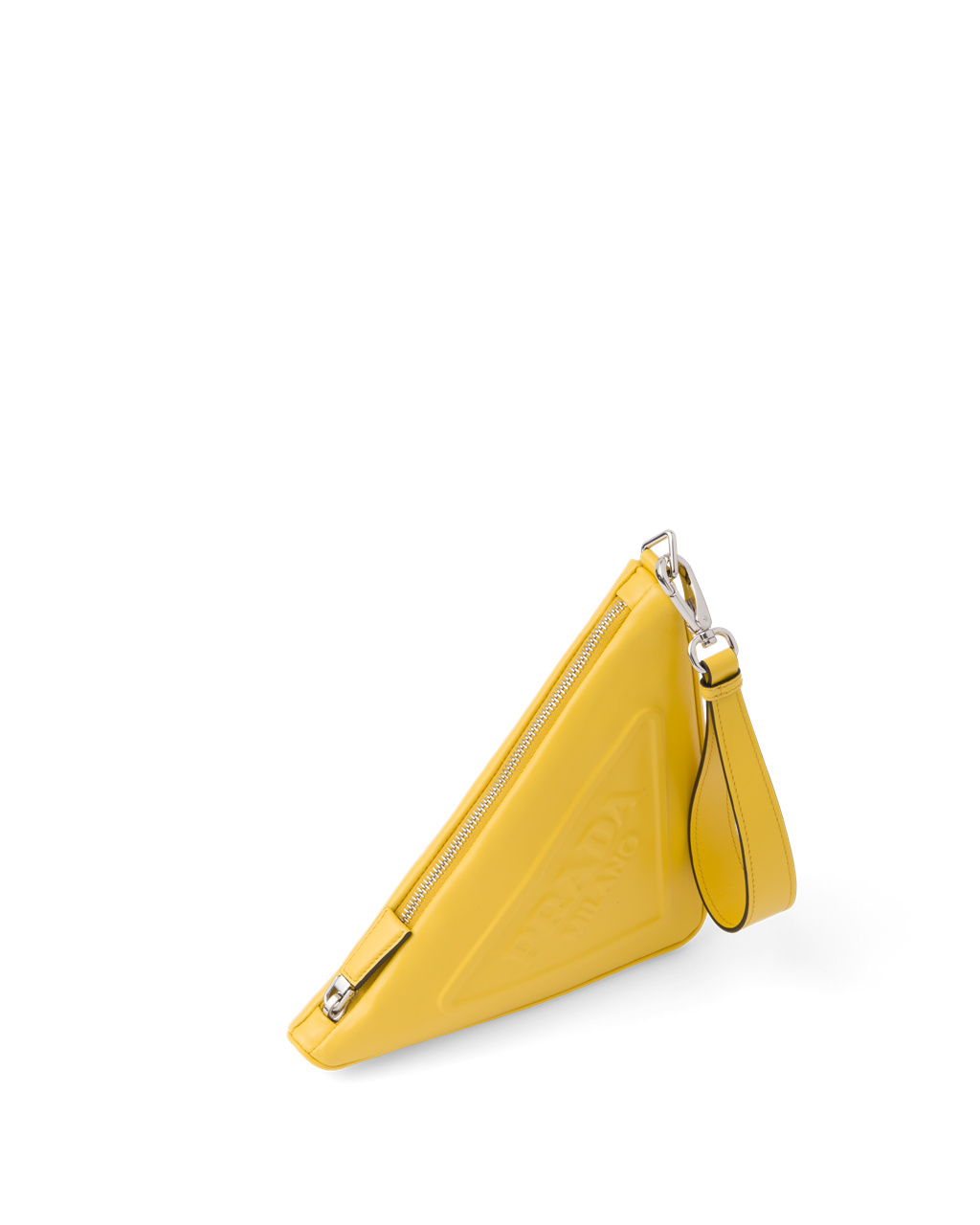 Prada Leather Prada Triangle Pouch Sunny Yellow | 81JCQUVZI