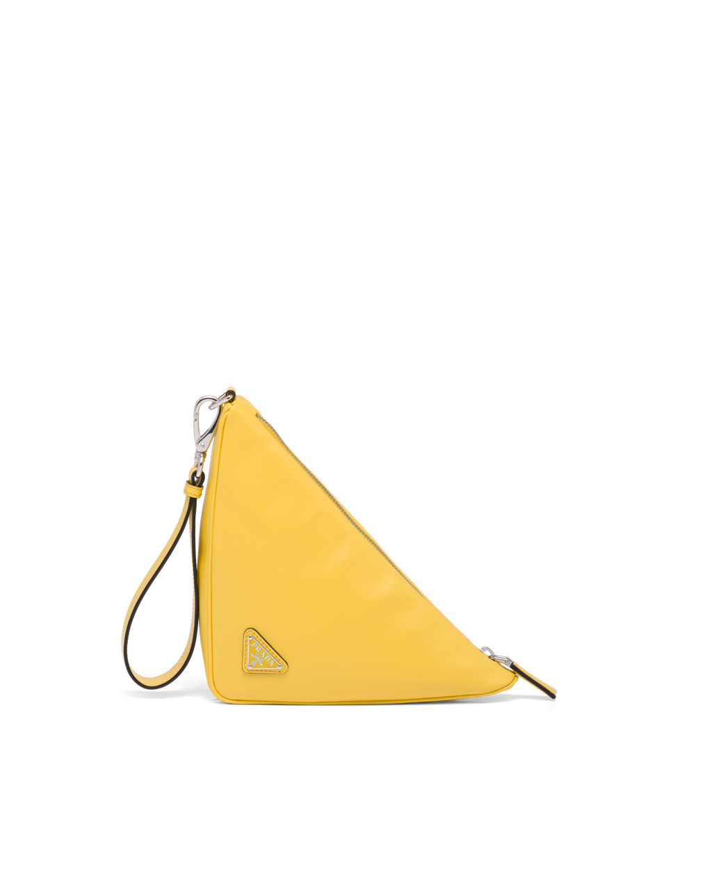 Prada Leather Prada Triangle Pouch Sunny Yellow | 81JCQUVZI