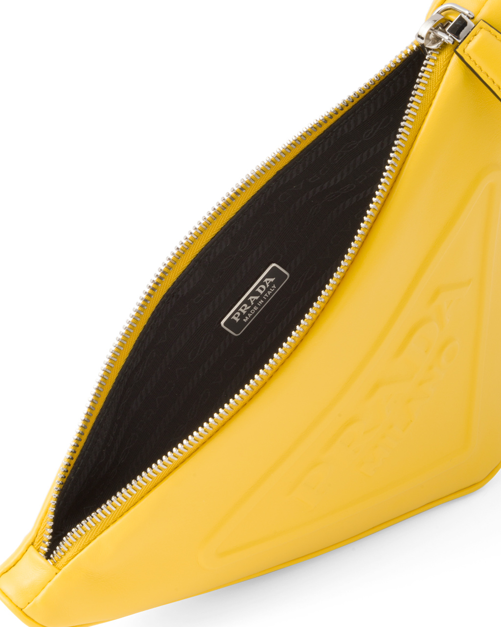 Prada Leather Prada Triangle Pouch Sunny Yellow | 81JCQUVZI