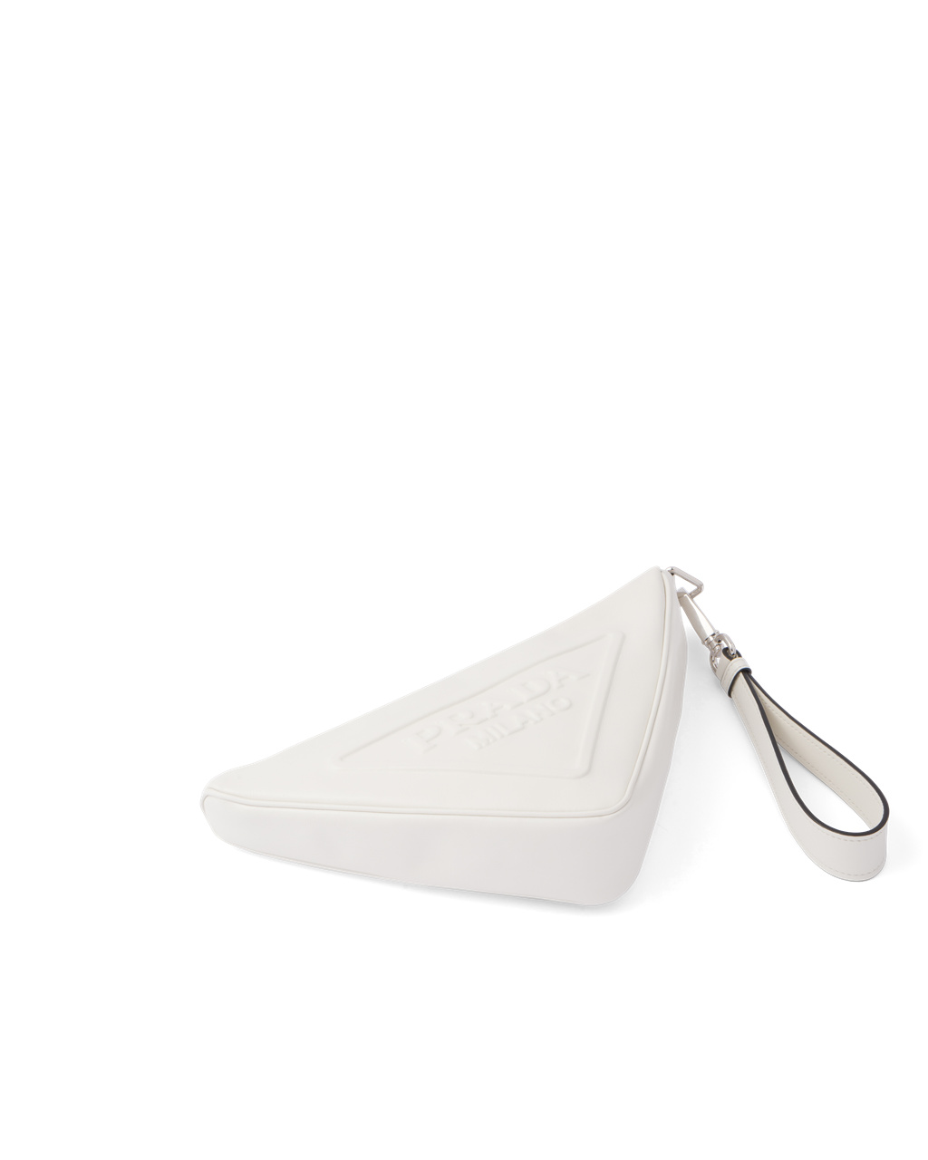 Prada Leather Prada Triangle Pouch White | 53XWVNDPK