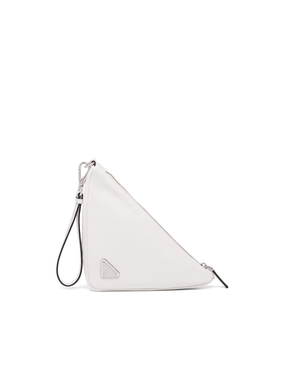 Prada Leather Prada Triangle Pouch White | 53XWVNDPK