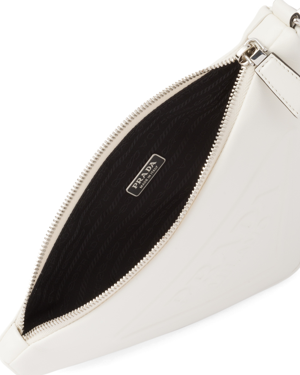 Prada Leather Prada Triangle Pouch White | 53XWVNDPK