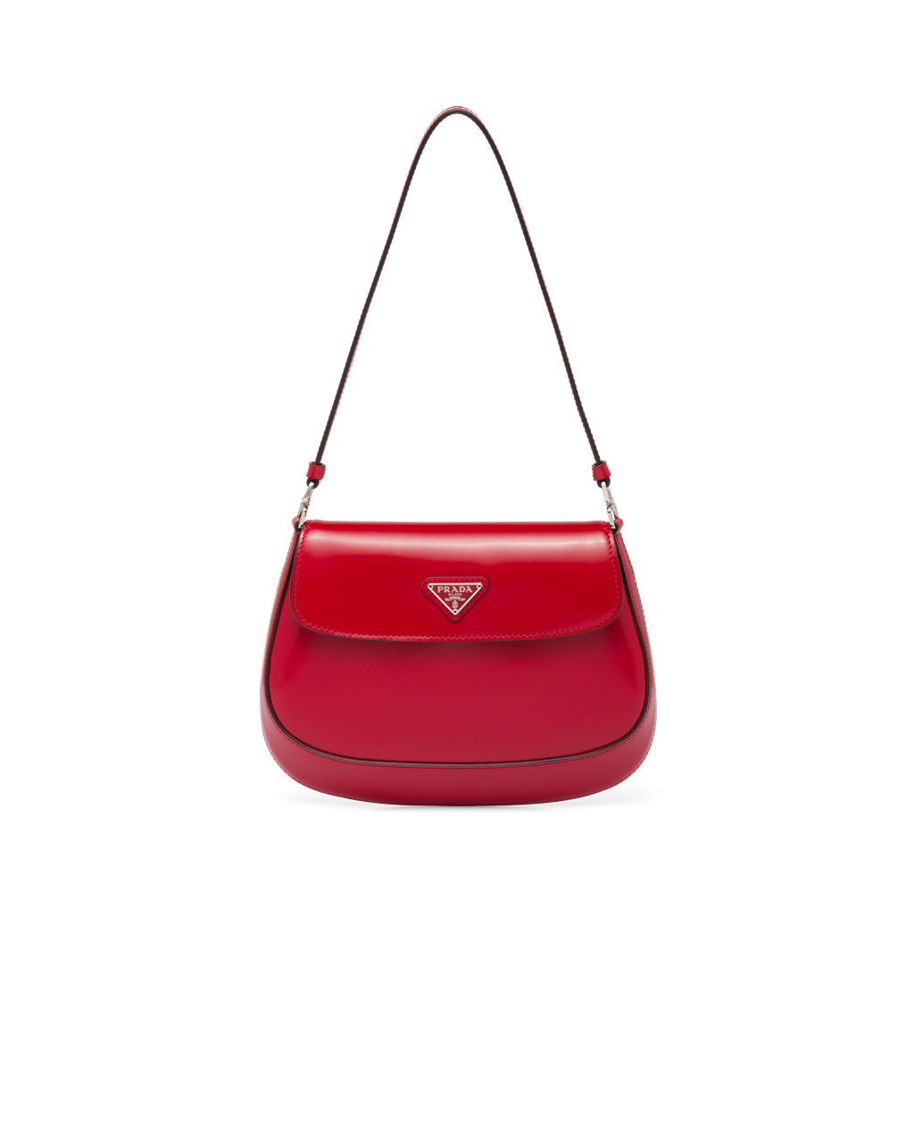 Prada Prada Cleo Brushed Leather Shoulder Bag With Flap Scarlet | 51PVADUXB