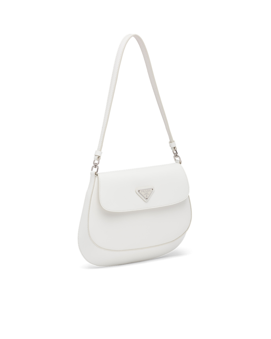 Prada Prada Cleo Brushed Leather Shoulder Bag With Flap White | 64WMYORSL