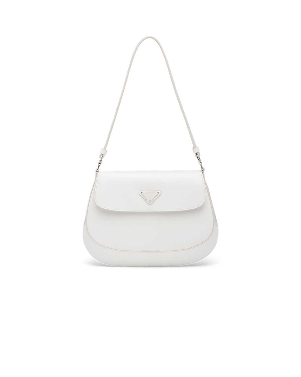 Prada Prada Cleo Brushed Leather Shoulder Bag With Flap White | 64WMYORSL