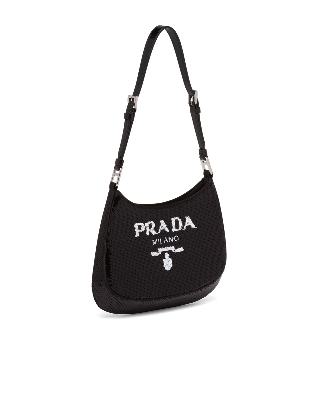 Prada Prada Cleo Sequined Bag Black / White | 39GNDMQZX