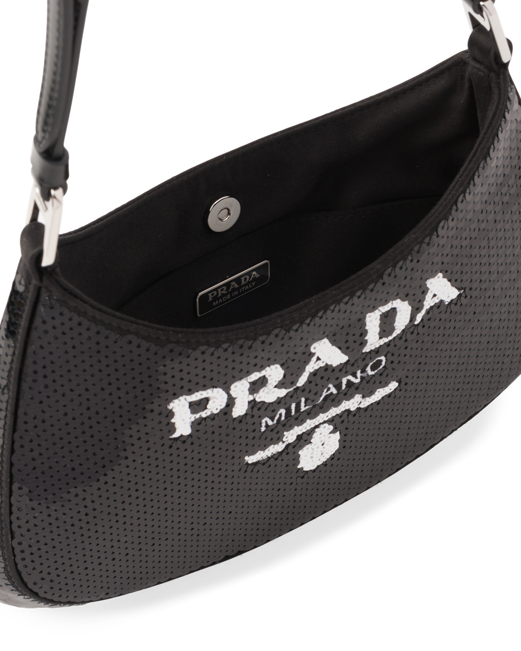 Prada Prada Cleo Sequined Bag Black / White | 39GNDMQZX