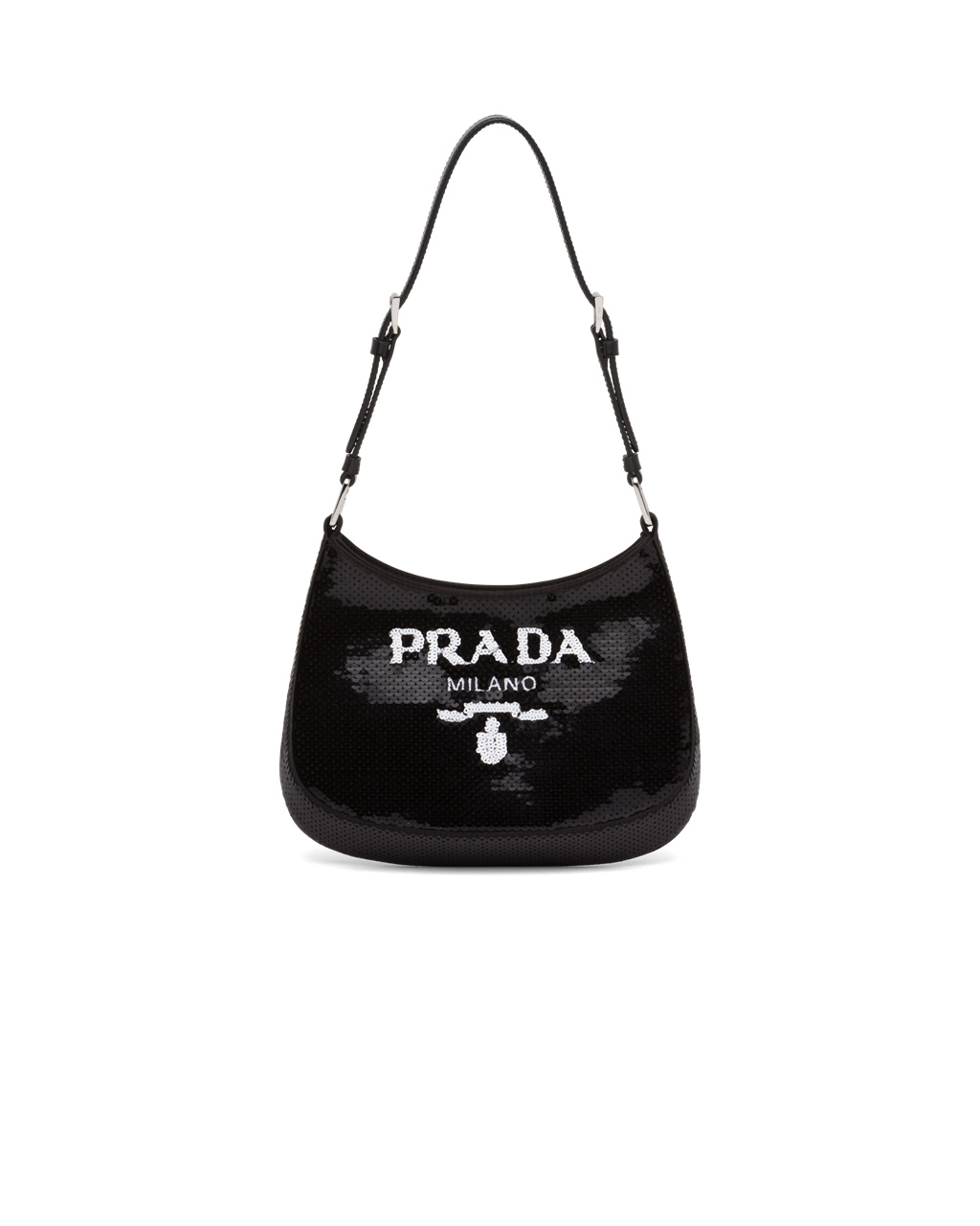 Prada Prada Cleo Sequined Bag Black / White | 39GNDMQZX