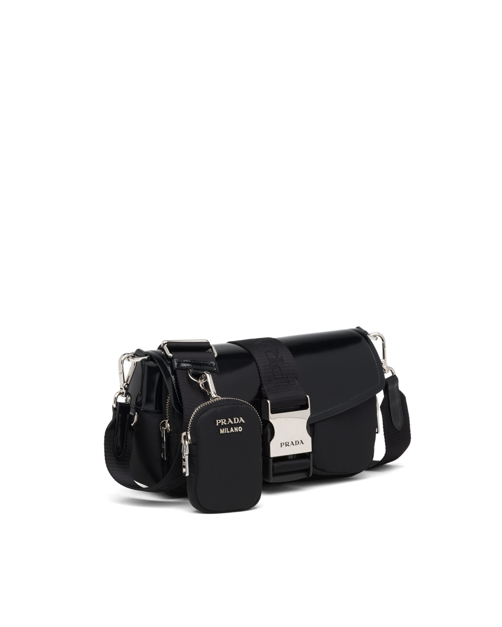 Prada Prada Pocket Nylon And Brushed Leather Bag Black | 06BROLETZ