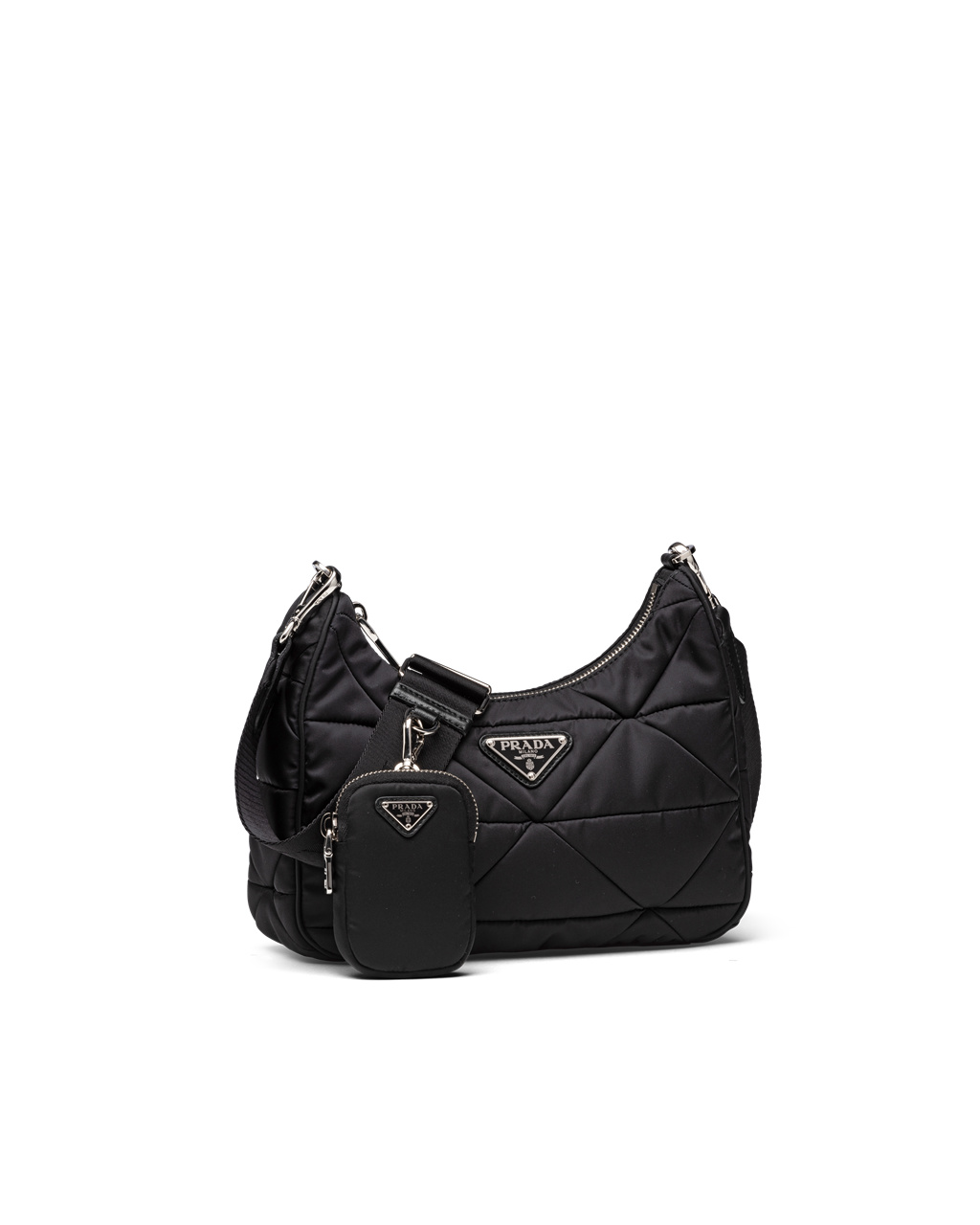 Prada Re-nylon Padded Hobo Bag Black | 08SQNMYEA