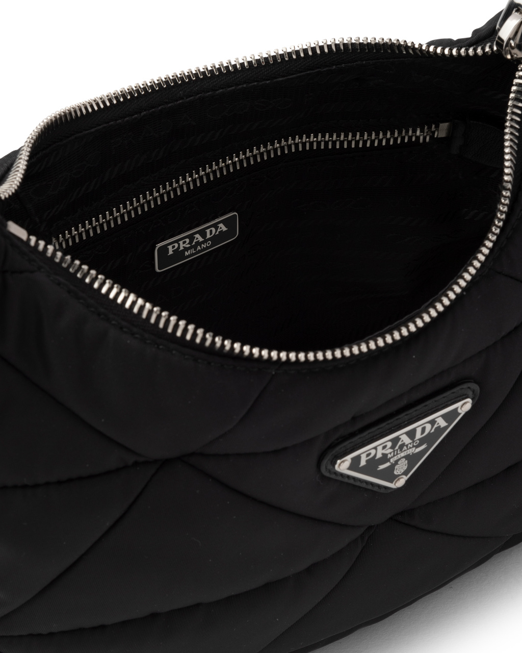 Prada Re-nylon Padded Hobo Bag Black | 08SQNMYEA