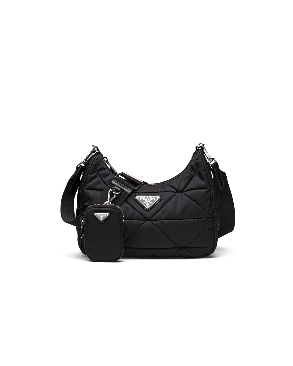 Prada Re-nylon Padded Hobo Bag Black | 08SQNMYEA