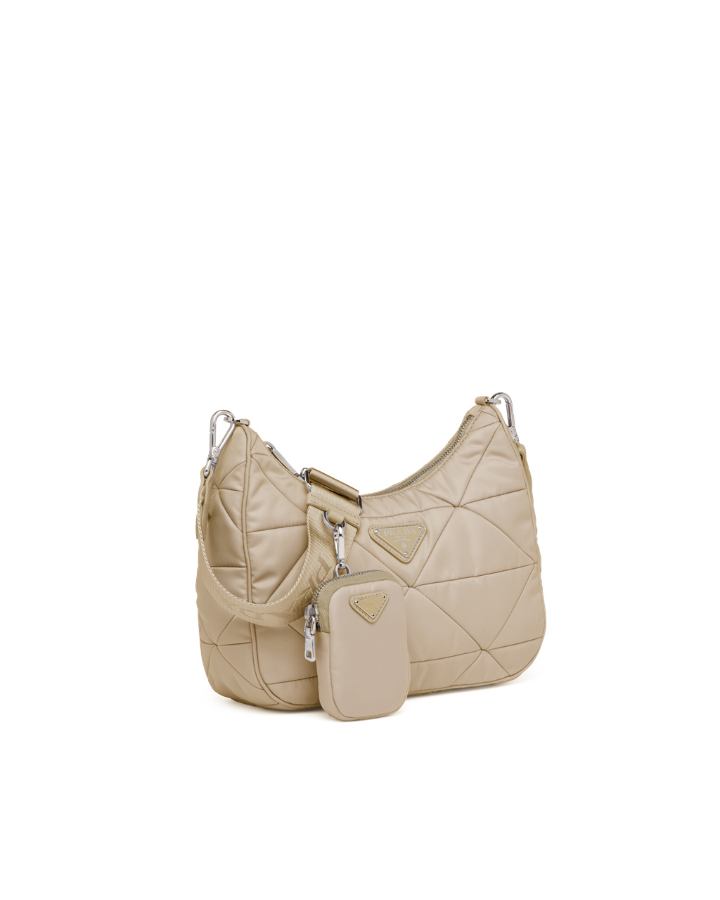 Prada Re-nylon Padded Hobo Bag Desert Beige | 59RWCNIEF