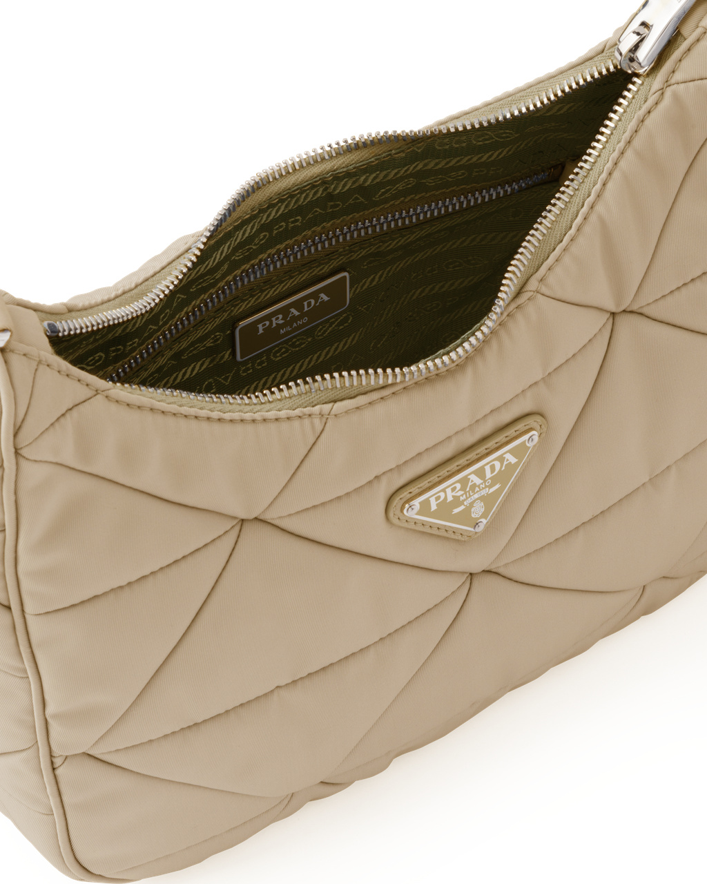 Prada Re-nylon Padded Hobo Bag Desert Beige | 59RWCNIEF