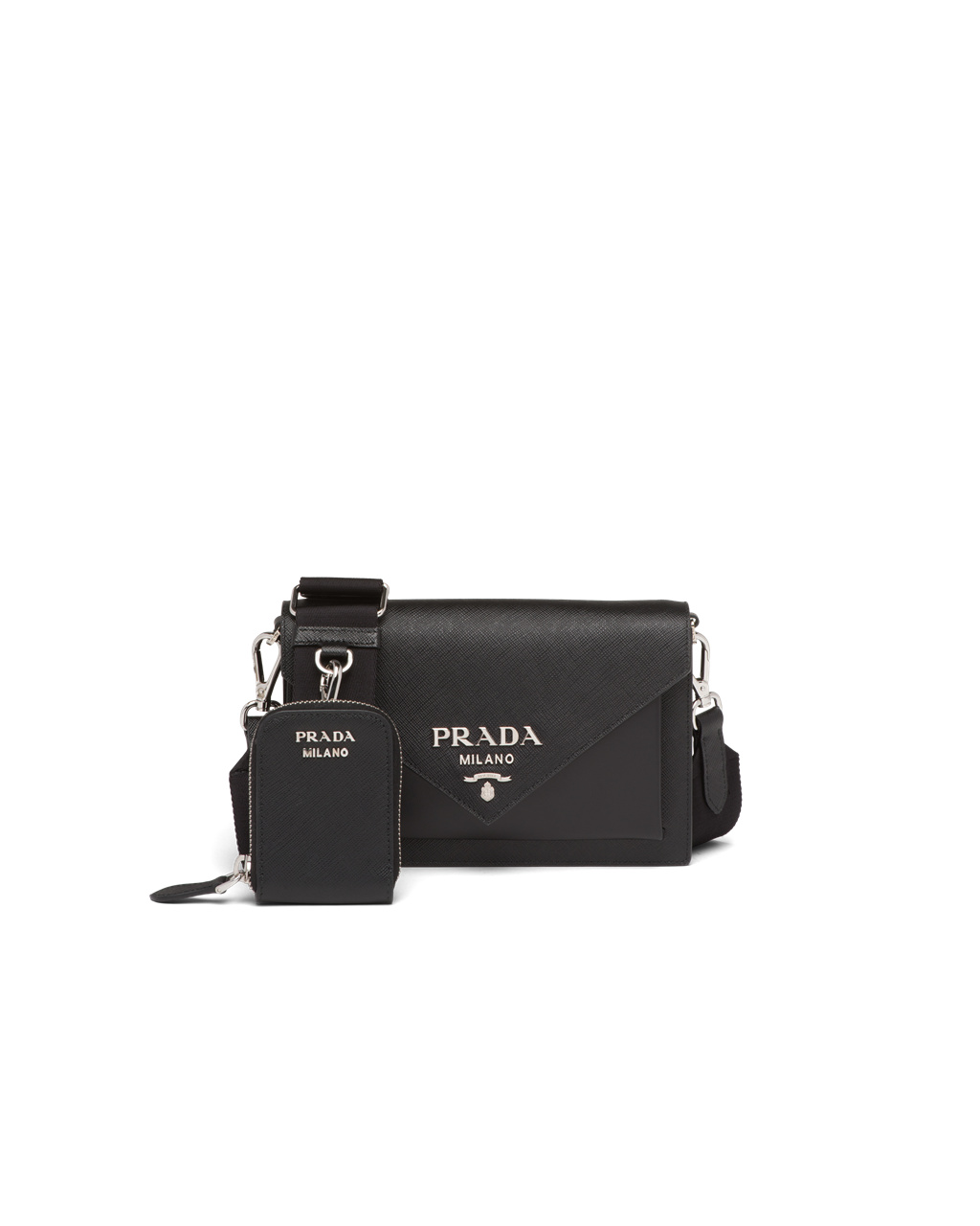 Prada Saffiano Leather Mini Envelope Bag Black | 36YTIWDQV