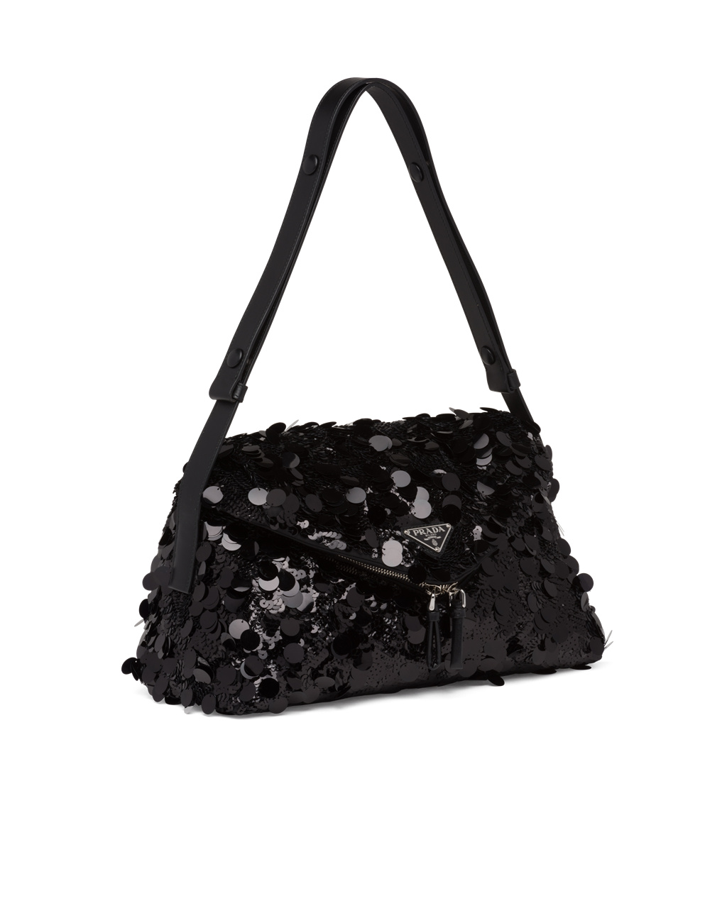 Prada Sequined And Leather Prada Signaux Bag Black | 89LYTANBQ