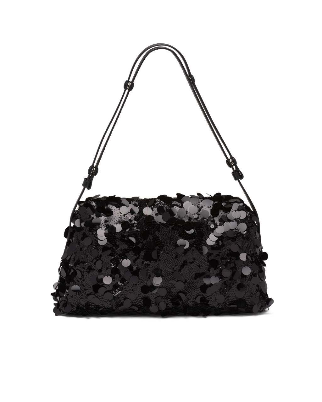 Prada Sequined And Leather Prada Signaux Bag Black | 89LYTANBQ