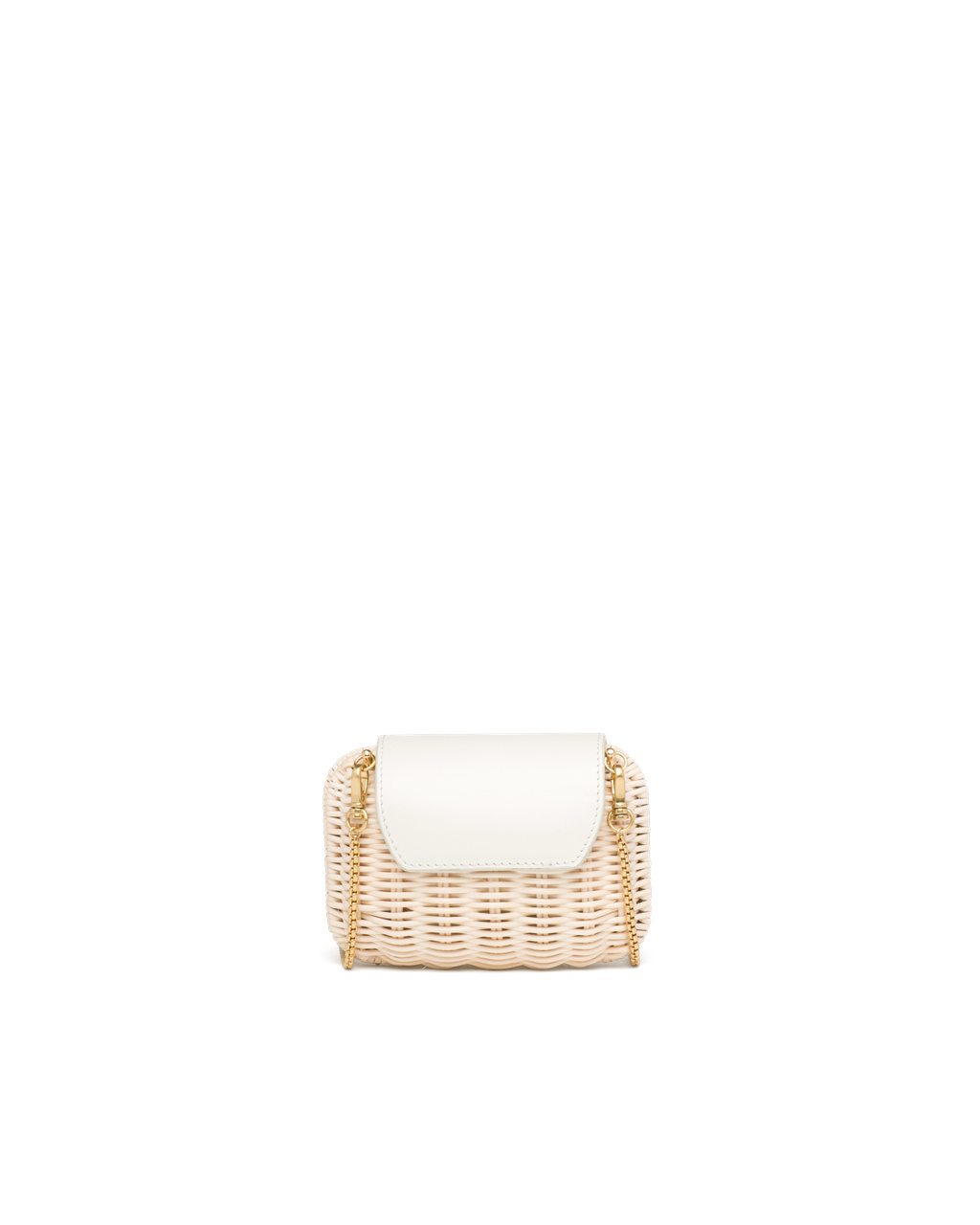 Prada Wicker And Leather Mini-pouch Tan / White | 01LARNOBZ