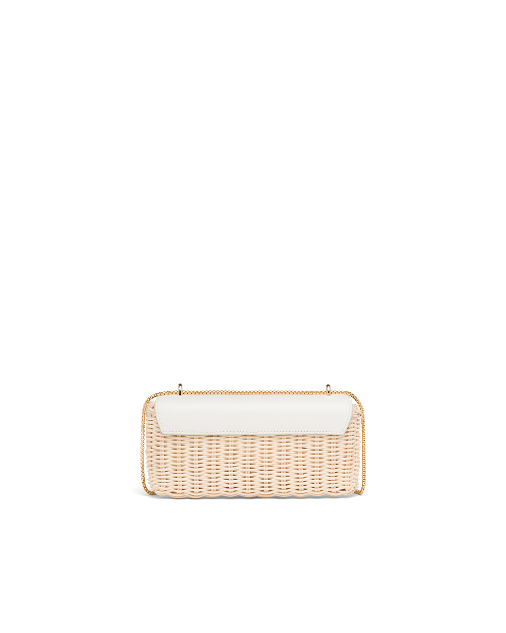 Prada Wicker And Leather Mini-pouch Tan / White | 85ZGMAXJF