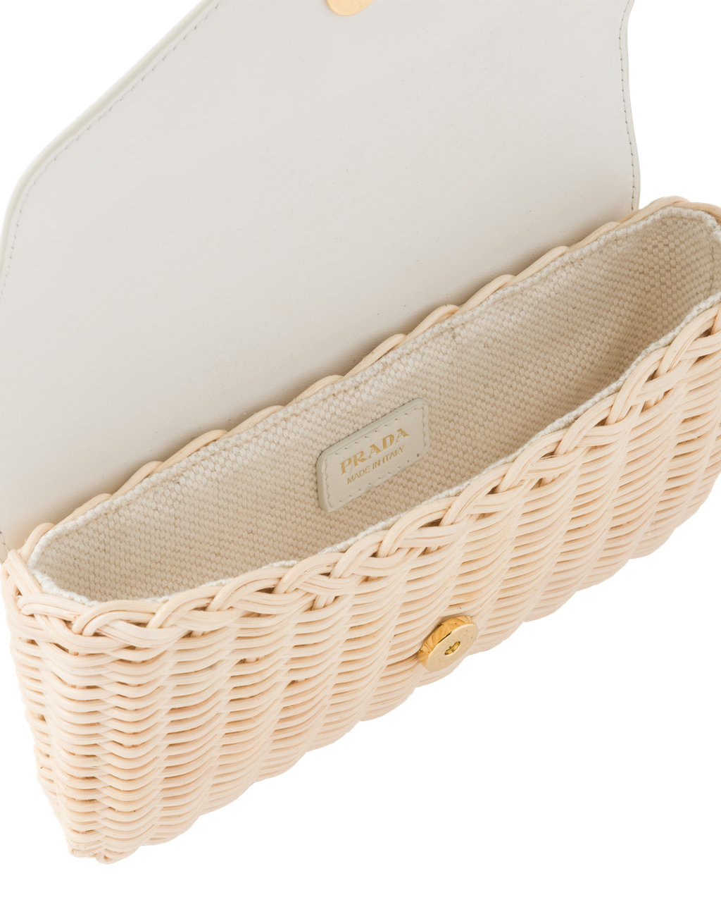 Prada Wicker And Leather Mini-pouch Tan / White | 85ZGMAXJF