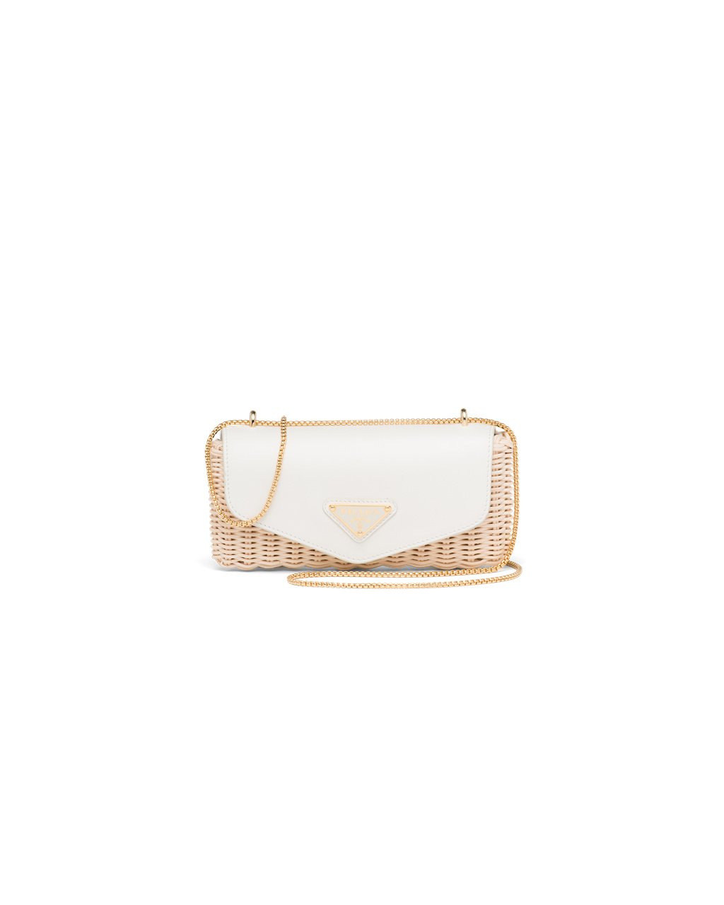 Prada Wicker And Leather Mini-pouch Tan / White | 85ZGMAXJF