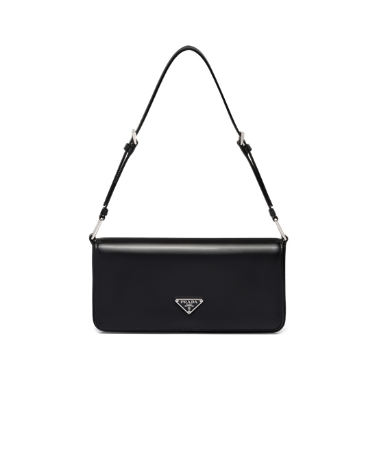 Prada Brushed Leather Prada Femme Bag Black | 56UOMDXBI