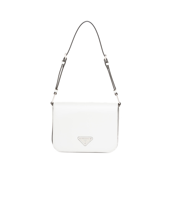 Prada Brushed Leather Shoulder Bag White N | 73LFUEKXR