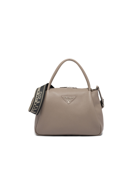 Prada Large Leather Handbag Clay Gray | 51CTOUVZQ