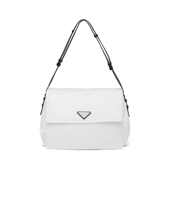 Prada Large Padded Re-nylon Shoulder Bag White / Black | 02XVYEPFS