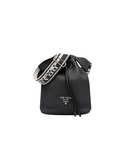 Prada Leather Bucket Bag Black | 06KTOBJHL