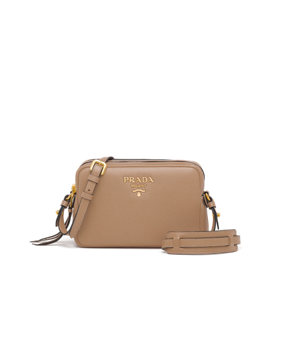 Prada Leather Cross-body Bag Cameo Beige | 91AWDQSIZ