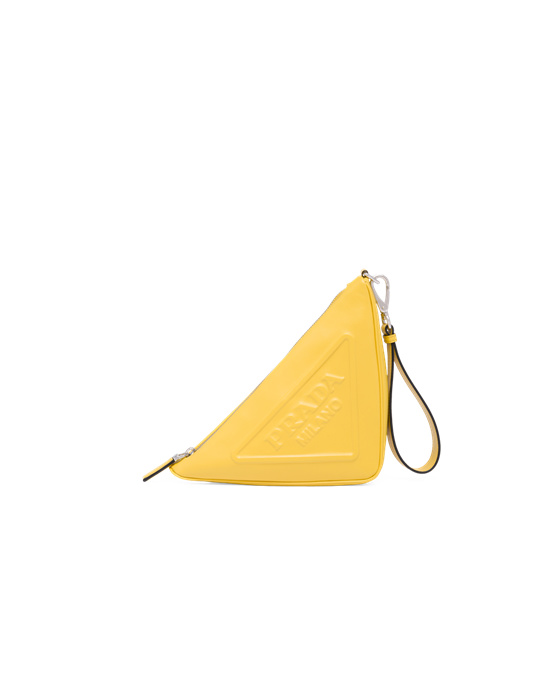 Prada Leather Prada Triangle Pouch Sunny Yellow | 81JCQUVZI