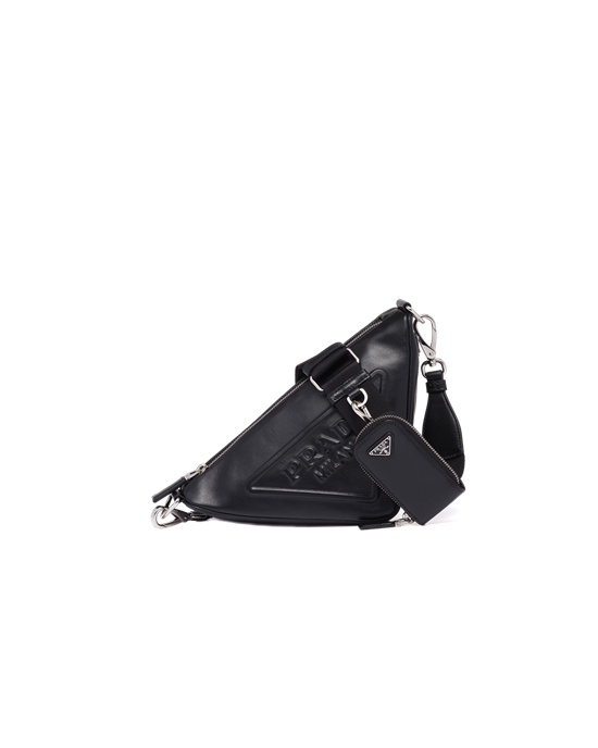 Prada Leather Prada Triangle Shoulder Bag Black | 31BDXCMSV