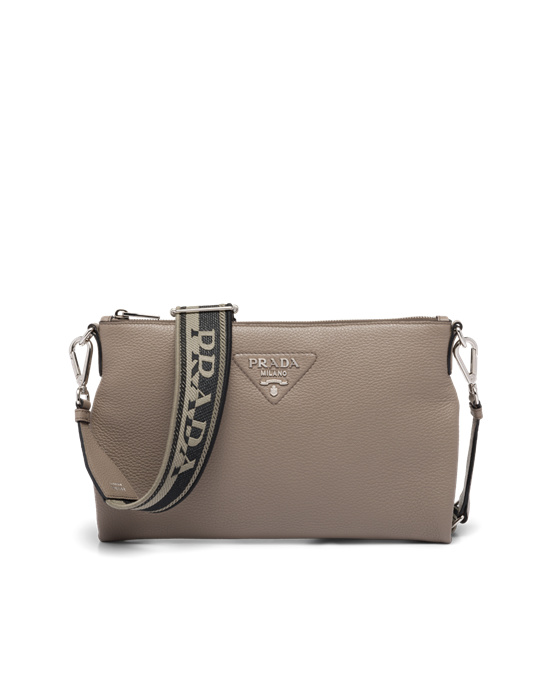 Prada Leather Shoulder Bag Clay Gray | 58JZSAEFI