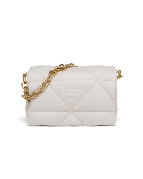 Prada Padded Nappa Leather Shoulder Bag White | 75ZALQIYC