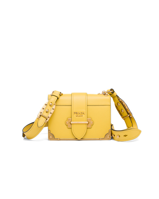 Prada Prada Cahier Leather Bag Sunny Yellow | 24CUGJOSR