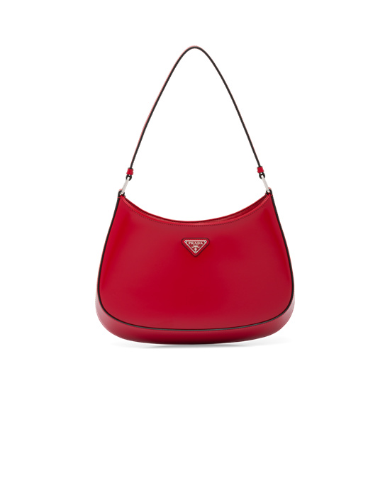 Prada Prada Cleo Brushed Leather Shoulder Bag Scarlet | 07NIUOAVT