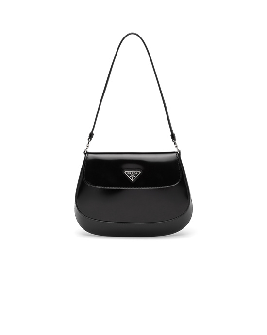 Prada Prada Cleo Brushed Leather Shoulder Bag With Flap Black | 80WCLDAPE