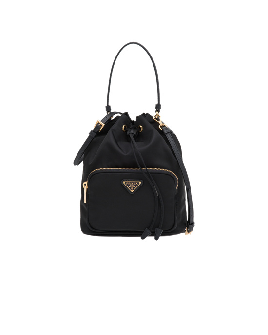 Prada Prada Duet Re-nylon Bucket Shoulder Bag Black | 36NSUVZTI