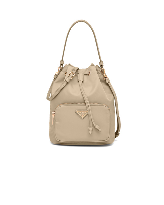 Prada Prada Duet Re-nylon Bucket Shoulder Bag Desert Beige | 86BMNHAGW