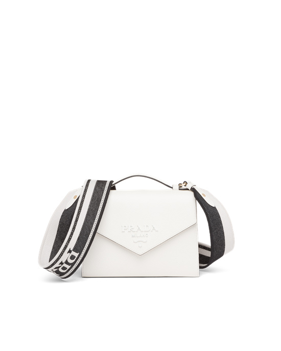 Prada Prada Monochrome Saffiano And Leather Bag White | 06LBNOAQG