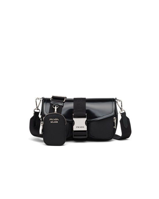 Prada Prada Pocket Nylon And Brushed Leather Bag Black | 06BROLETZ