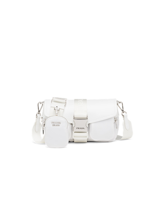 Prada Prada Pocket Nylon And Brushed Leather Bag White | 20VEQBKML