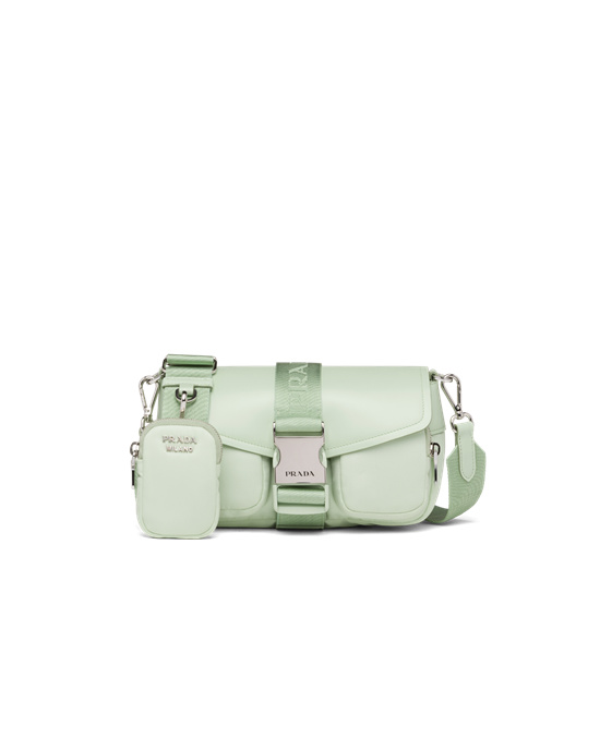 Prada Prada Pocket Nylon And Brushed Leather Bag Aqua | 67FIPOSEB